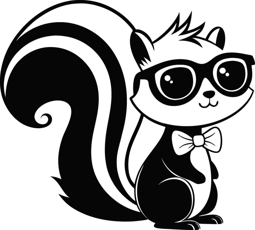 Stylish Cartoon Skunk Character with Sunglasses and Bowtie Ideal for Childrens Designs vector