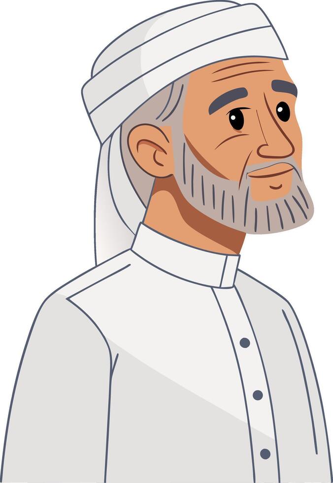 Arab Man Portrait in Traditional Kandura Attire Art for Cultural and Educational Use vector