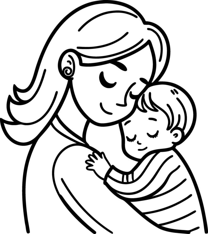 Nurturing Mother and Child Embrace Illustration for Family Bonding Themes vector