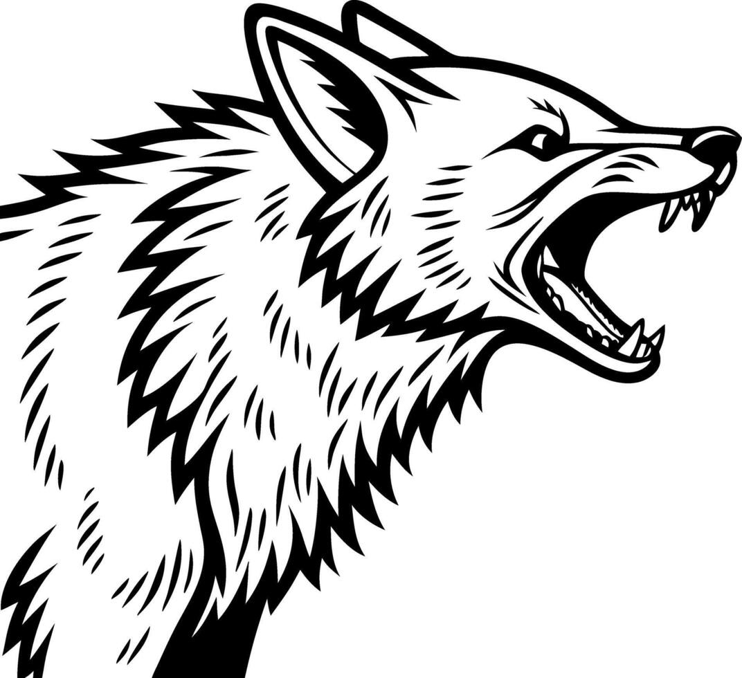 Aggressive Wolf Head Illustration for Tattoo Design and Graphic Art Projects vector