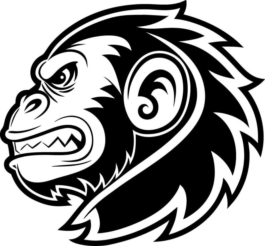 Fierce Black Gorilla Head Illustration for Bold Tattoo Designs and Graphic Art Projects vector