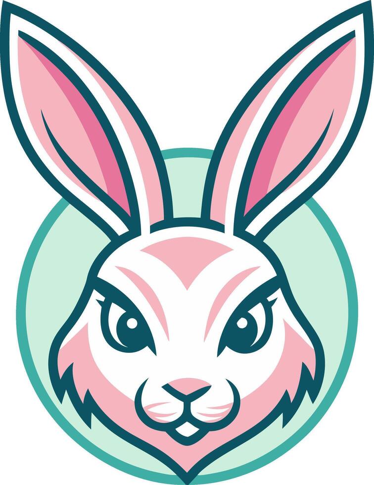 Detailed Cartoon Style Rabbit Head Illustration with Vibrant Colors for Graphic Design Projects vector