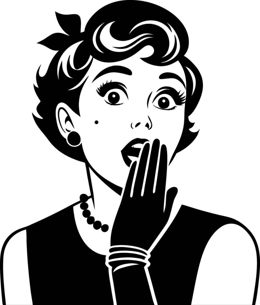 Vintage Retro Woman in Elegant Attire with Surprised Expression for Fun Design Projects vector