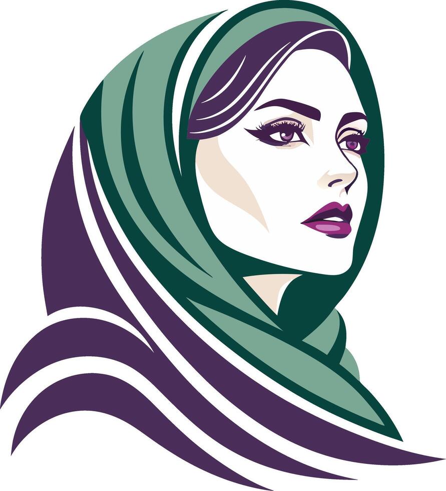 Elegant Woman in Hijab Modern Stylish Portrait for Beauty and Fashion Concepts vector