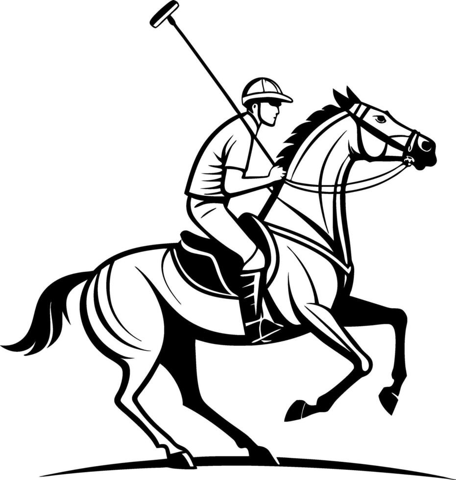 Dynamic Polo Player Riding Horse with Mallet Exciting Sport Illustration for Branding vector