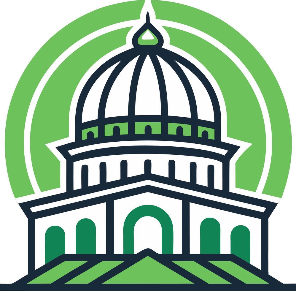 Architectural Dome Design Featuring Green Elements for Use in Graphic Projects vector