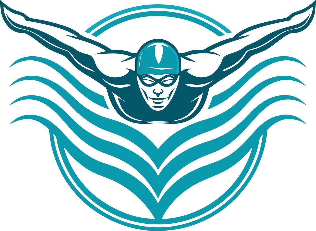 Dynamic Swimmer Silhouette Illustration for Sports Branding and Fitness Designs vector