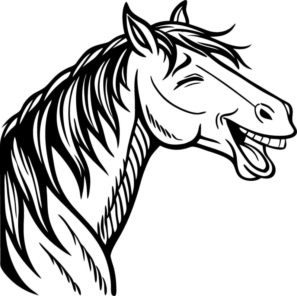 Playful Laughing Horse Head Illustration for Fun Designs and Creative Projects vector