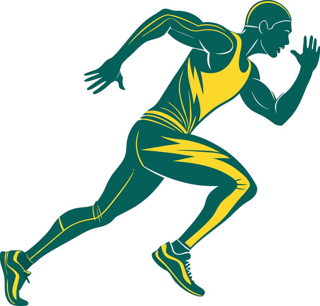 Dynamic Runner Silhouette in Bold Athletic Outfit for Fitness and Sports Design vector