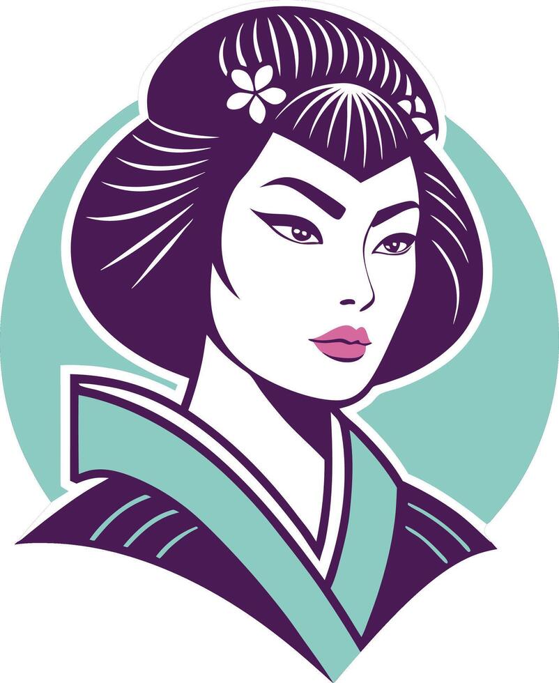 Elegant Asian Woman Illustration with Traditional Hair and Attire for Art and Design Projects vector