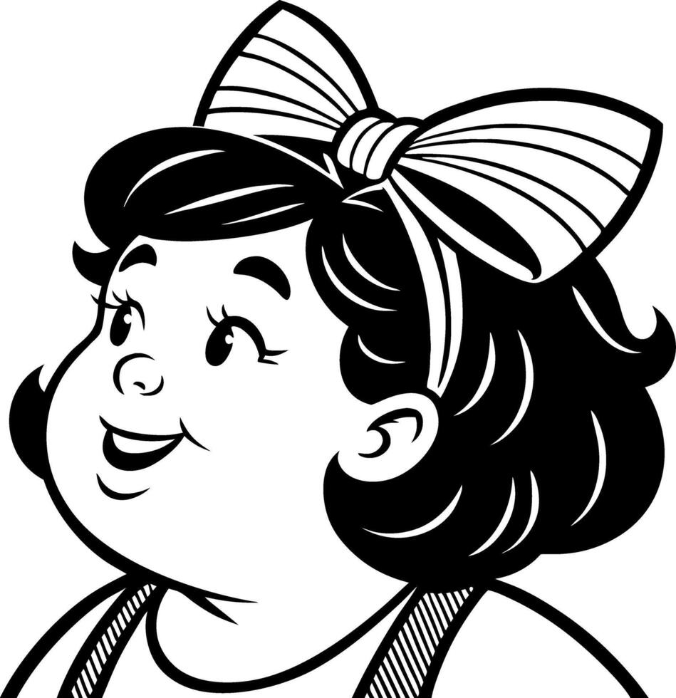 Cheerful Cartoon Girl with Bow Wearing Playful Outfit for Kids Illustrations vector