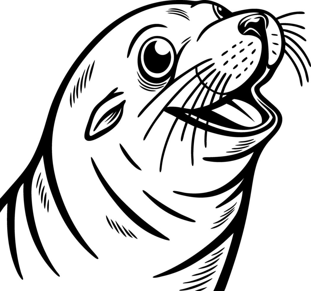 Detailed Cartoon Seal Illustration Smiling Adorable Character for Kids Art Projects vector