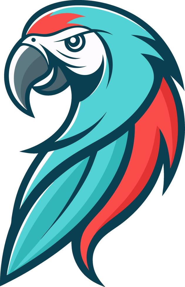 Colorful Stylized Parrot Illustration with Sharp Features and Vibrant Colors vector