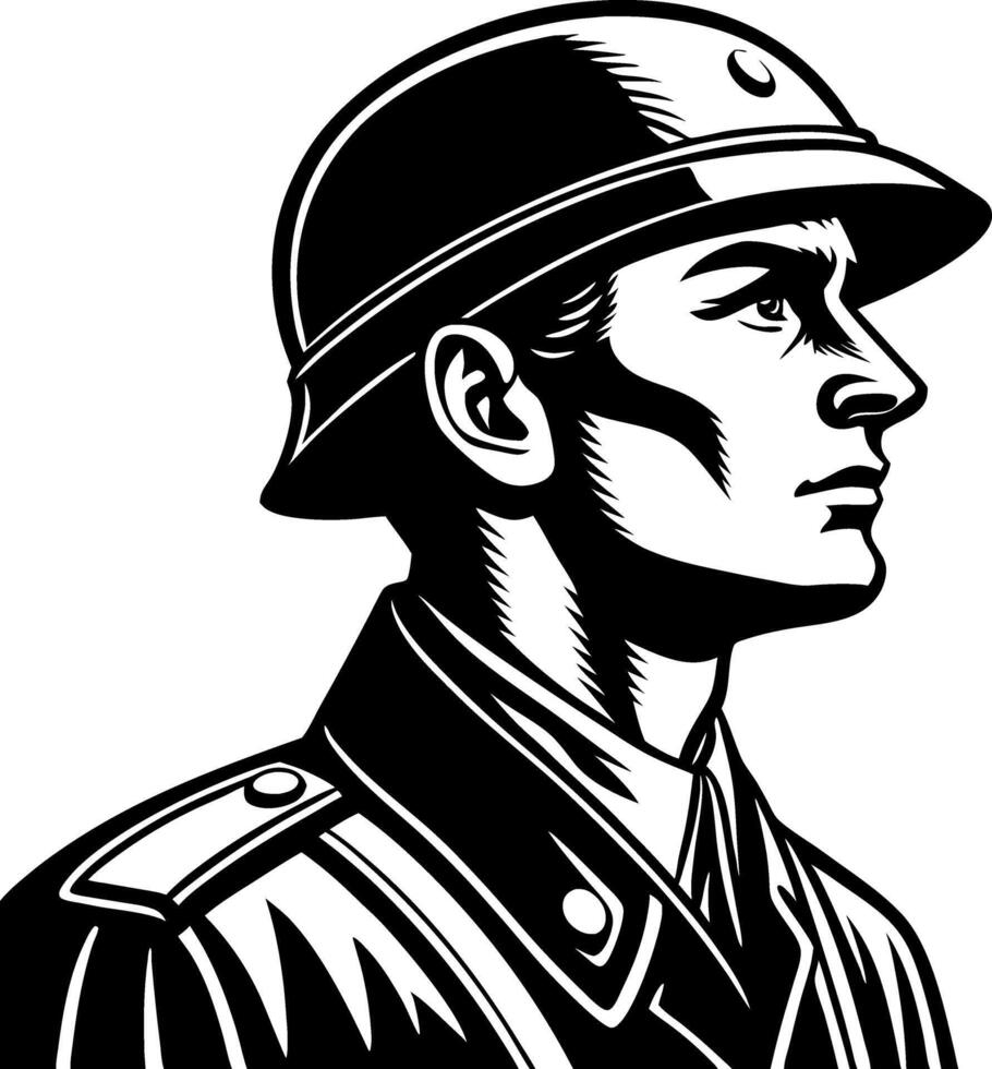 Vintage Soldier Portrait Design for Military Themed Projects and Historical Illustrations vector