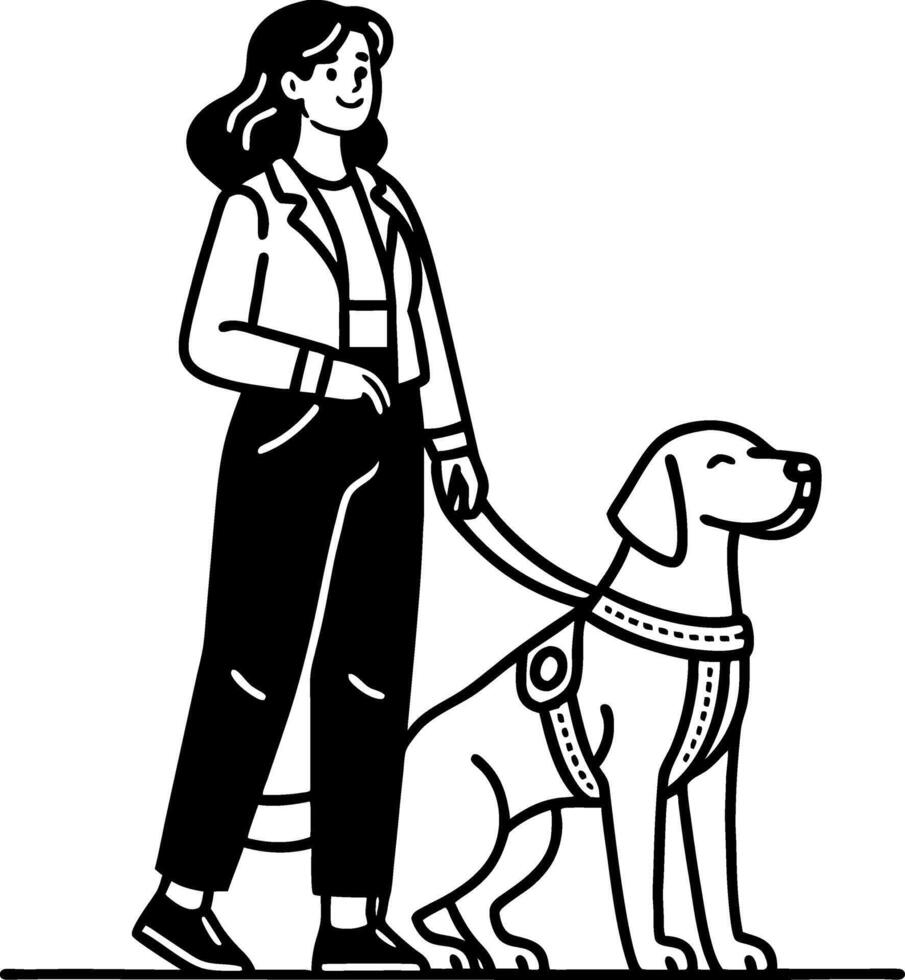 Woman Walking Dog Illustration for Pet Care Guides and Dog Training Resources vector