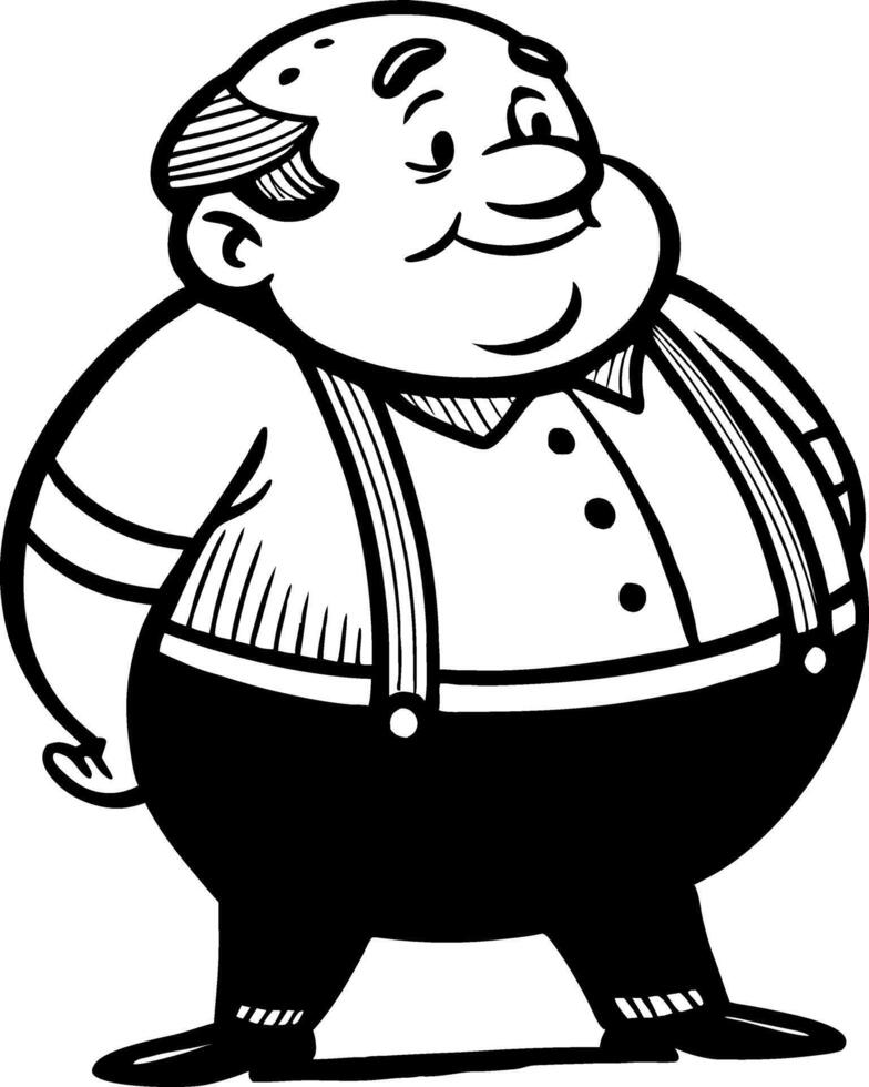 Cheerful Cartoon Character with Suspenders for Fun Illustrations and Coloring Projects vector