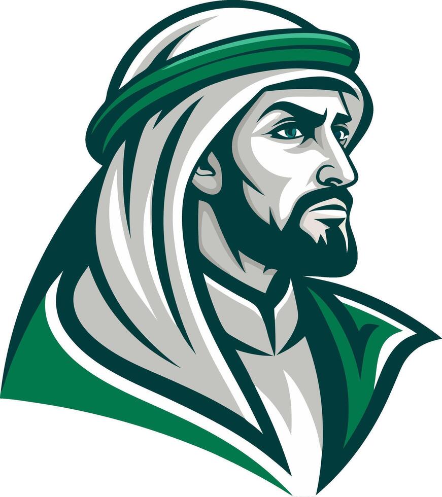 Detailed Arabian Man Silhouette Illustration for Tattoo Design and Graphic Use vector