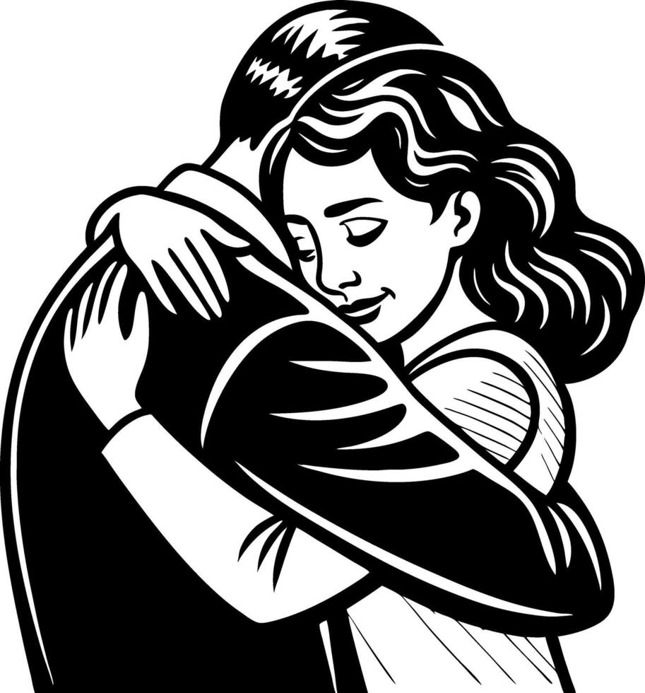Heartwarming Couple Embrace Illustration for Emotional Connections in Design Projects vector