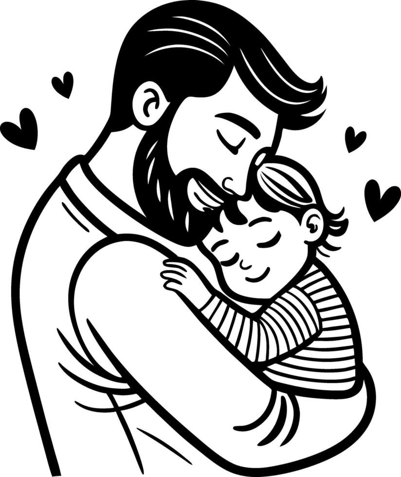 Father and Child Embracing with Love and Affection Illustration for Family Bond Art Projects vector