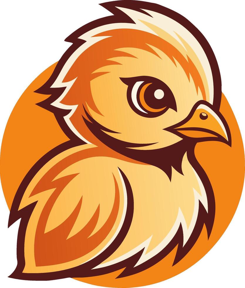 Cute cartoon bird illustration with vibrant orange and yellow colors for creative projects vector