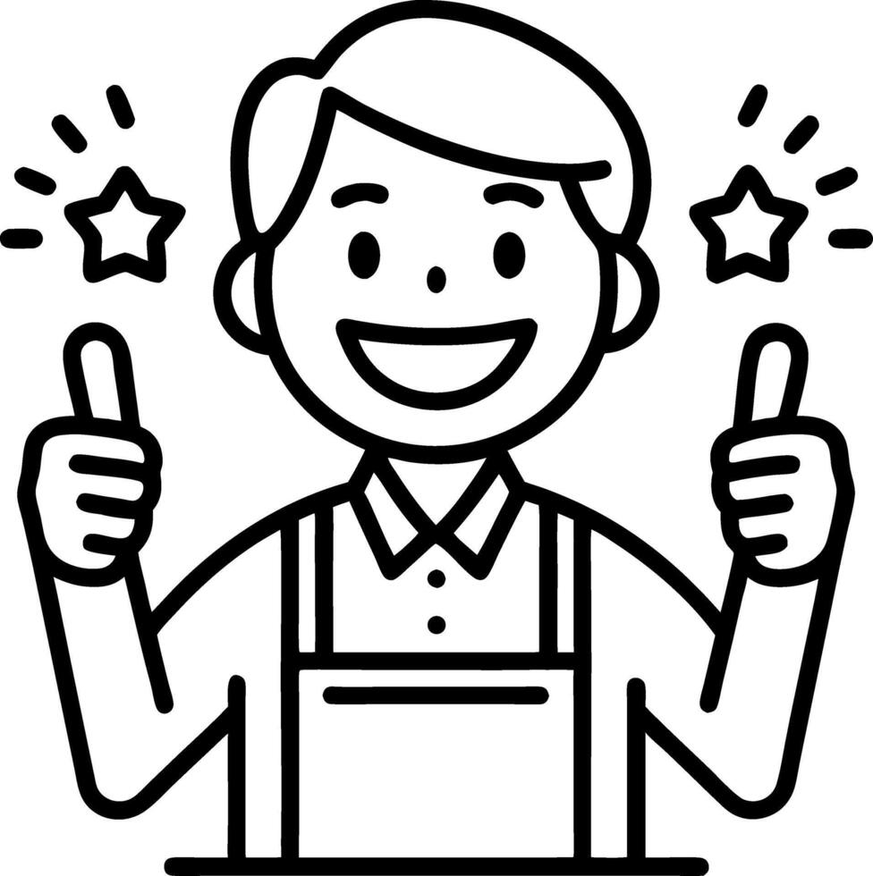 Cheerful Young Man Giving Thumbs Up with Stars Illustration for Celebration Themes vector