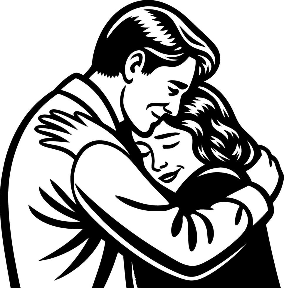 Emotional Embrace of a Couple Showing Affection and Love Ideal for Romance Themes vector