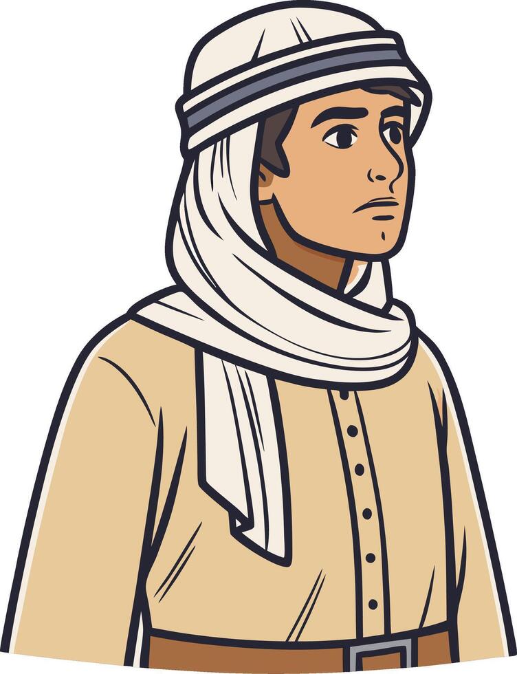Arab Man in Traditional Attire Art for Cultural Illustrations and Educational Materials vector