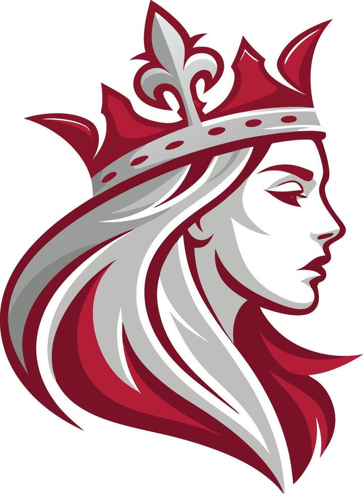 Elegant Queen Profile Silhouette with Regal Crown for Tattoos and Graphic Design Projects vector