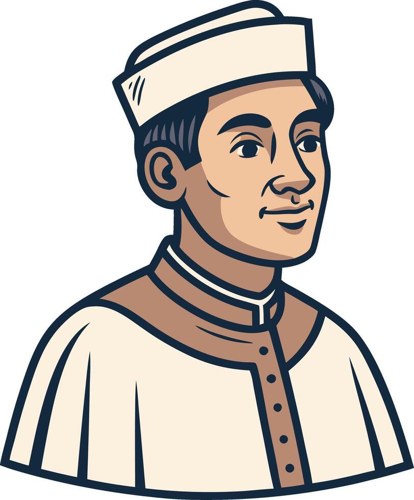 Portrait of a Confident Man in Traditional Attire for Cultural Projects and Illustrations vector
