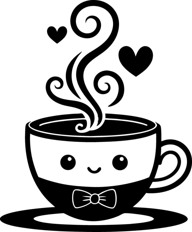 Cute Smiling Coffee Cup with Steam and Hearts Ideal for Fun Designs and Crafts vector
