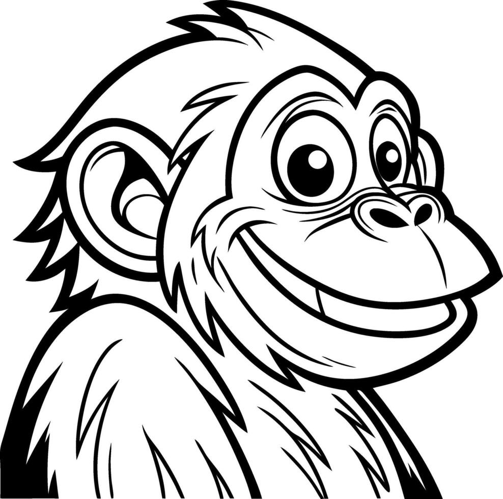 Playful Cartoon Monkey Face Design Ideal for Childrens Illustrations and Coloring Books vector