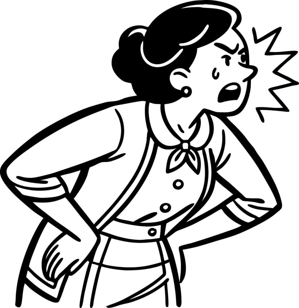 Angry Woman Shouting with Hands on Hips Expressing Frustration and Discontent vector