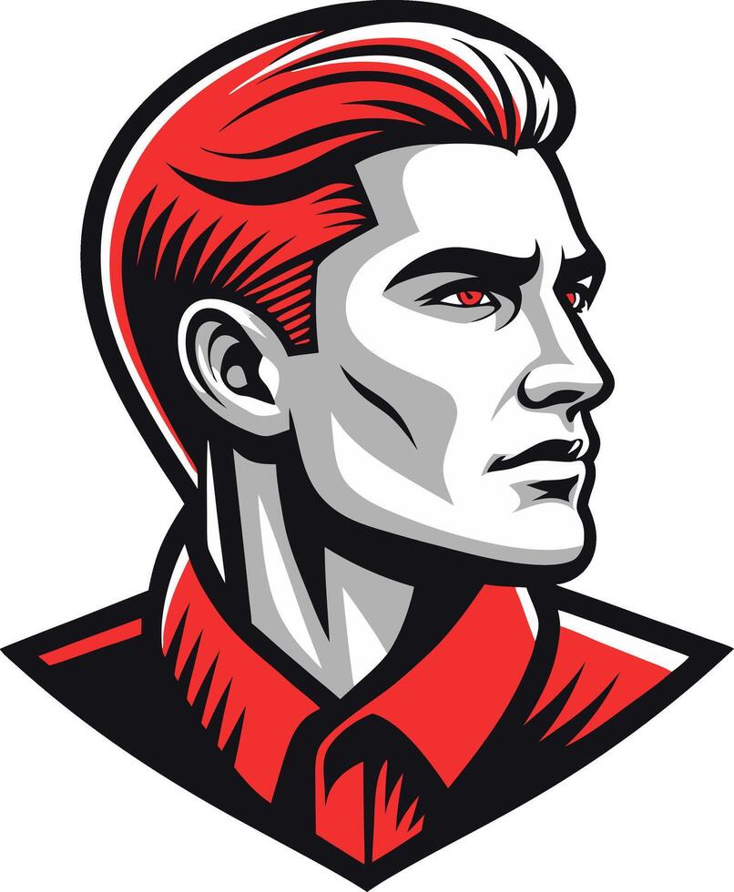 Vintage Red Haired Man Facing Left Strong Features Retro Style Illustration vector