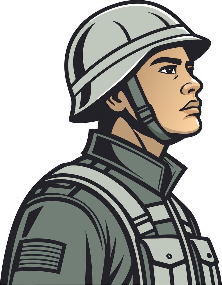 Military Soldier Portrait Illustration for Heroic Themes and Graphic Design Projects vector