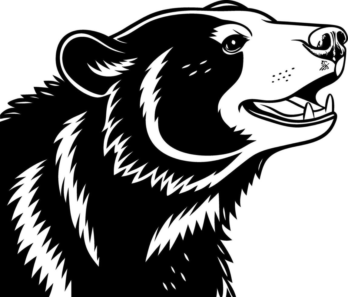 Detailed Black and White Bear Head Illustration for Unique Tattoo Design and Coloring Book vector