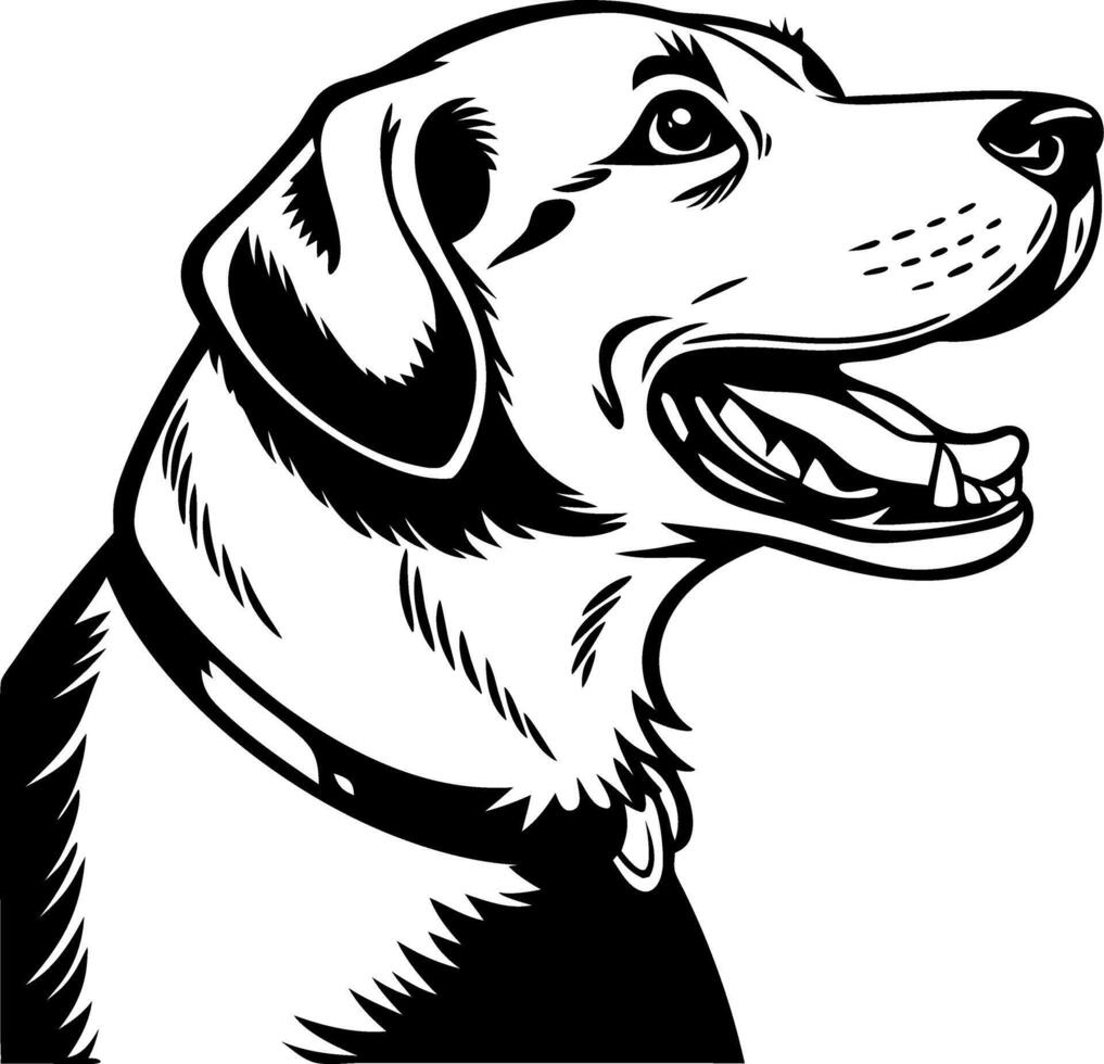 Smiling Dog Portrait Illustration Perfect for Tattoo Design or Coloring Book vector