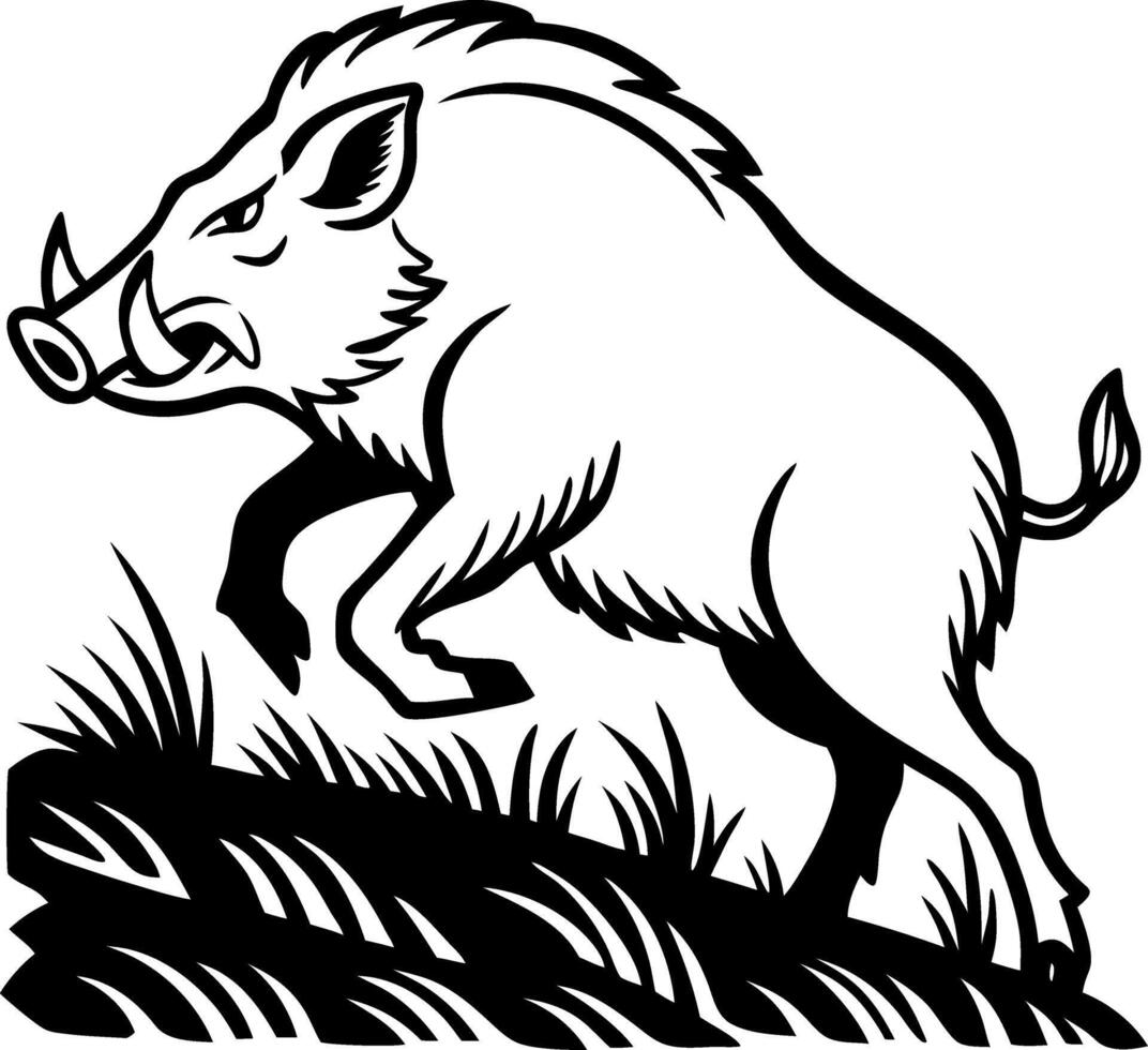 Aggressive Wild Boar Illustration in Motion Great for Tattoo Design and Wildlife Artwork vector