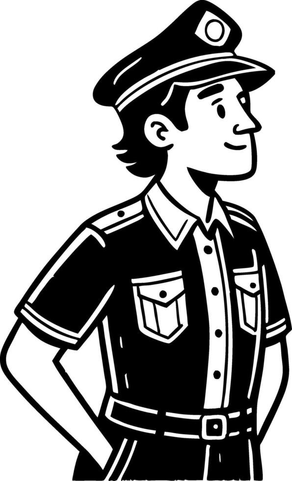 Friendly Male Police Officer Character Smiling in Uniform Illustration for Community Safety Designs vector