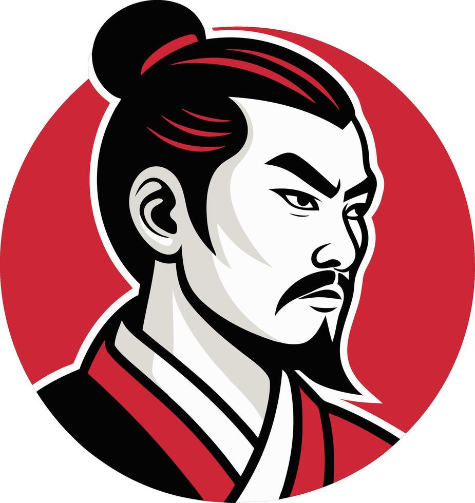 Detailed Samurai Character Illustration with Bold Colors Ideal for Tattoo and Graphic Design vector