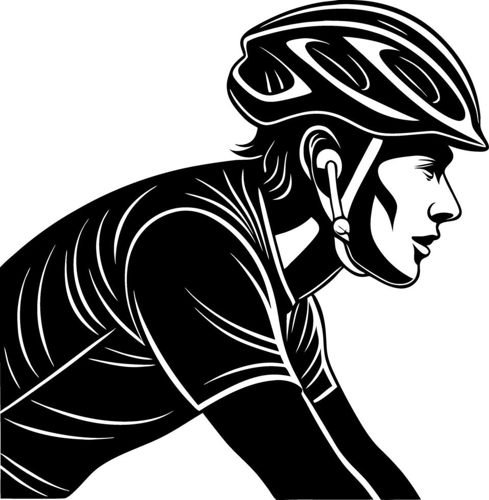 Dynamic Cyclist Riding in Profile with Helmet for Sports Graphics and Fitness Themes vector