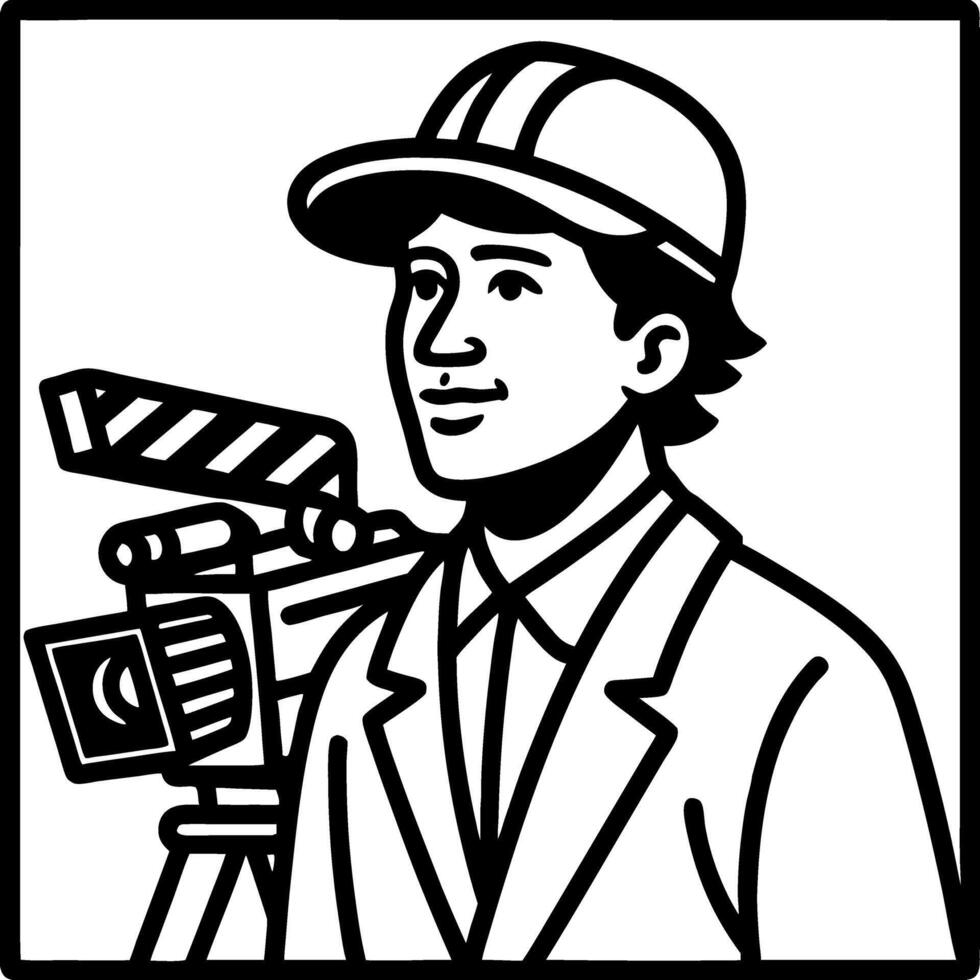 Film Director with Cameraic Illustration for Creative Projects and Merchandise vector
