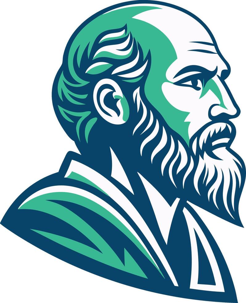 Profile Portrait of an Elderly Scholar with Beard Ideal for Tattoo or Logo Design vector