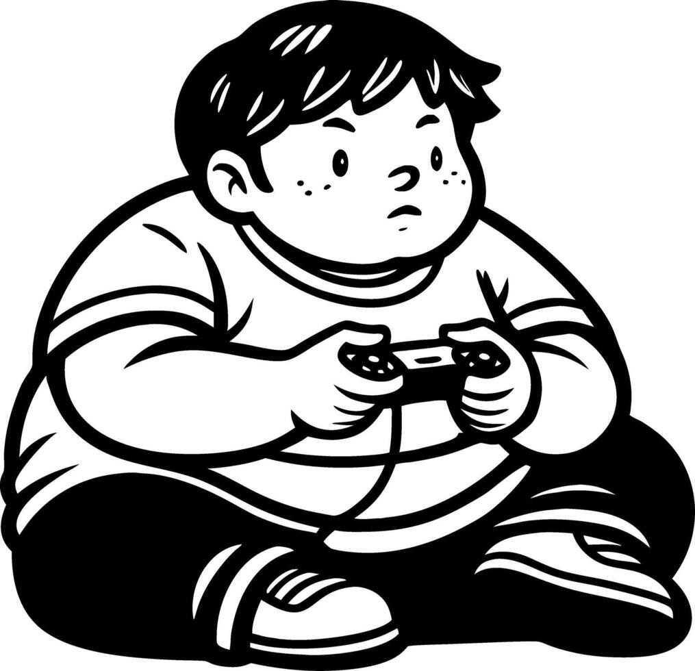 Playful Cartoon Boy Gaming Enthusiast Illustration for Kids Coloring Books and Merch vector