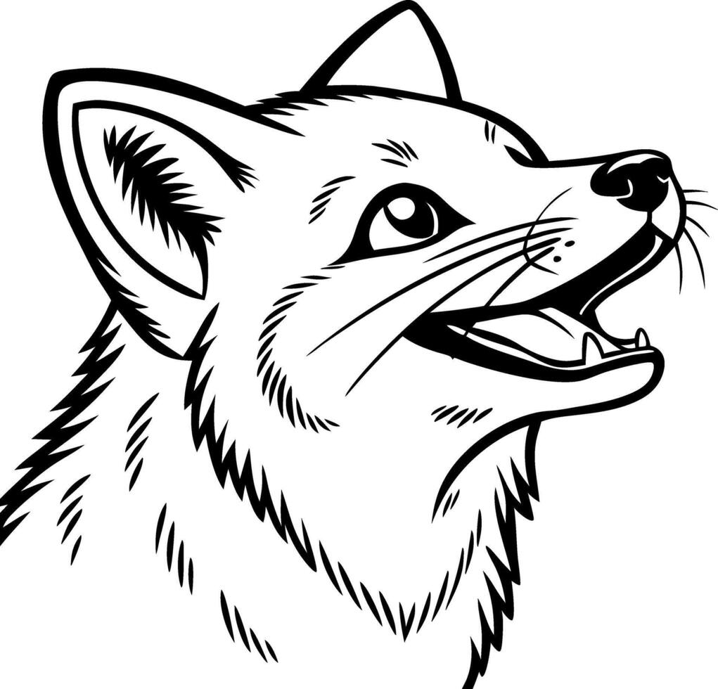 Detailed Stylized Fox Head Illustration Ideal for Tattoo Designs and Coloring Pages vector