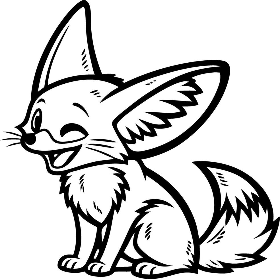 Cute Playful Fennec Fox Illustration for Coloring Books and Tattoo Designs vector