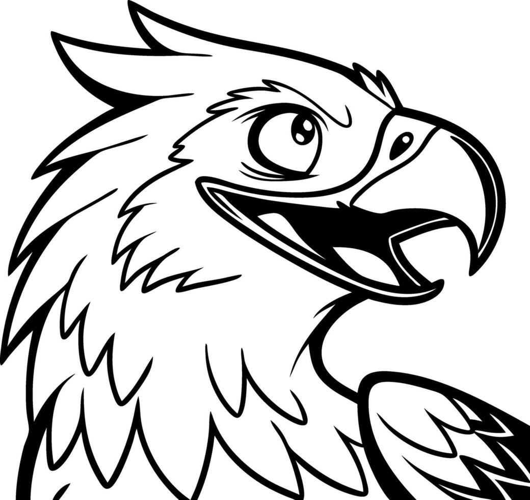 Detailed Cartoon Eagle Head Illustration Ideal for Tattoo Design and Coloring Pages vector