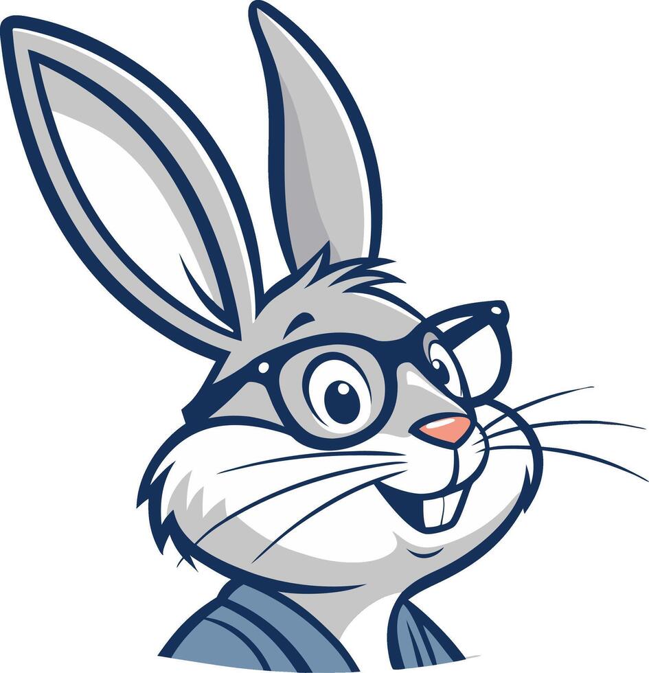 Cheerful Cartoon Rabbit Character with Glasses Ideal for Kids Products and Educational Designs vector