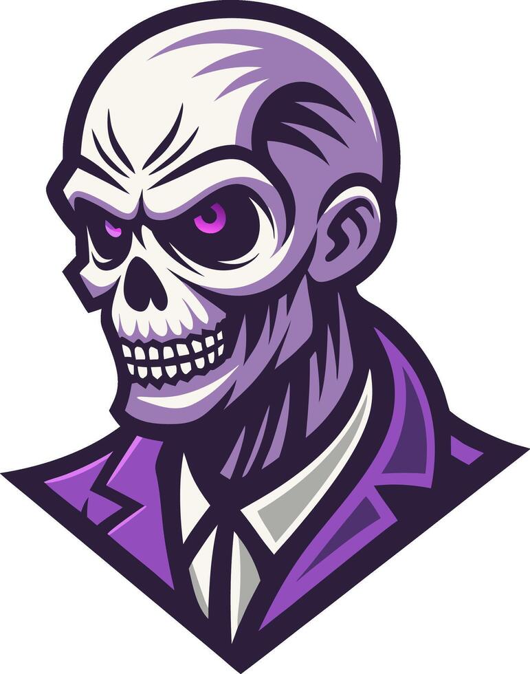 Stylized Skull Character in Purple Suit for Tattoo Design and Graphic Art vector