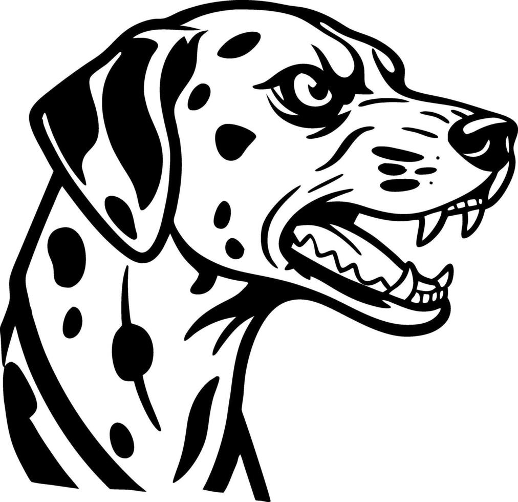 Angry Dalmatian Dog Head Illustration for Tattoo Design and Coloring Book vector