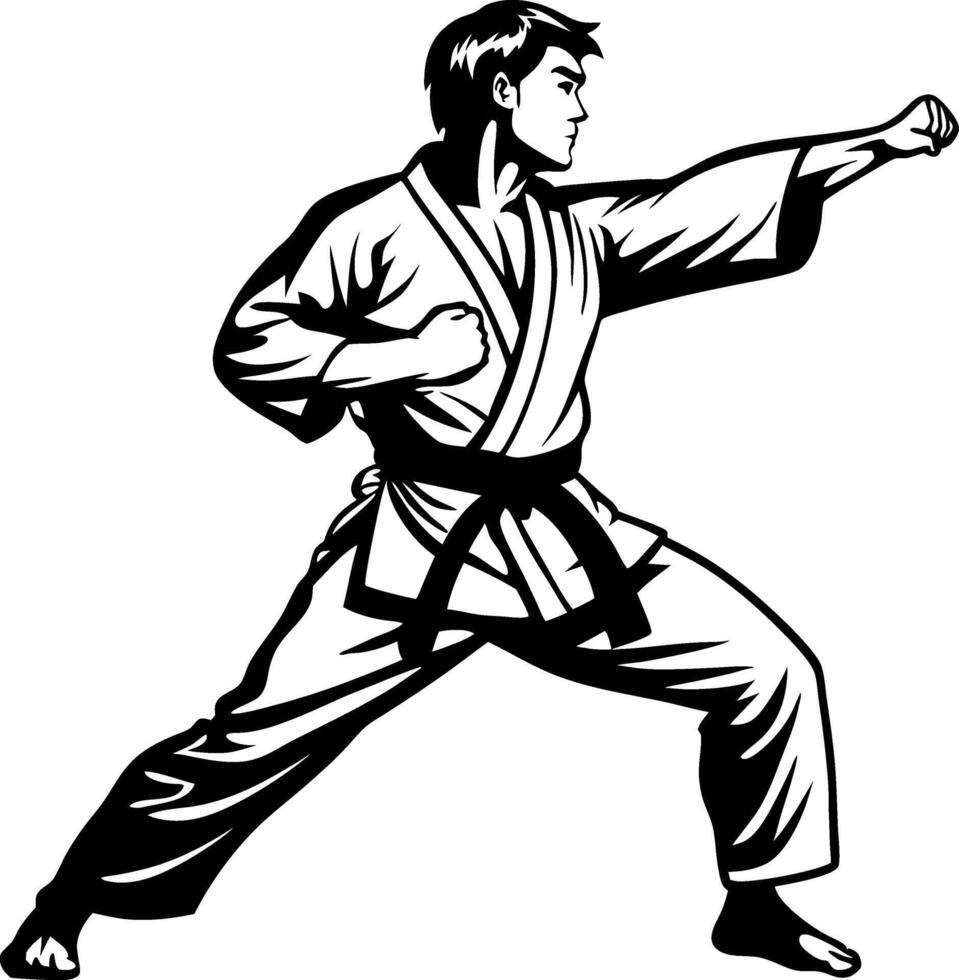 Martial Artist in Action Dynamic Karate Pose Illustration for Fitness and Sports Designs vector